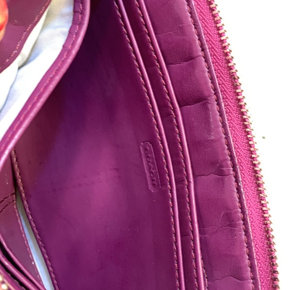 Coach Berry Patent Leather Poppy Daisy Liquid Gloss Tote Bag With Wallet #F20004 - Picture 15 of 15